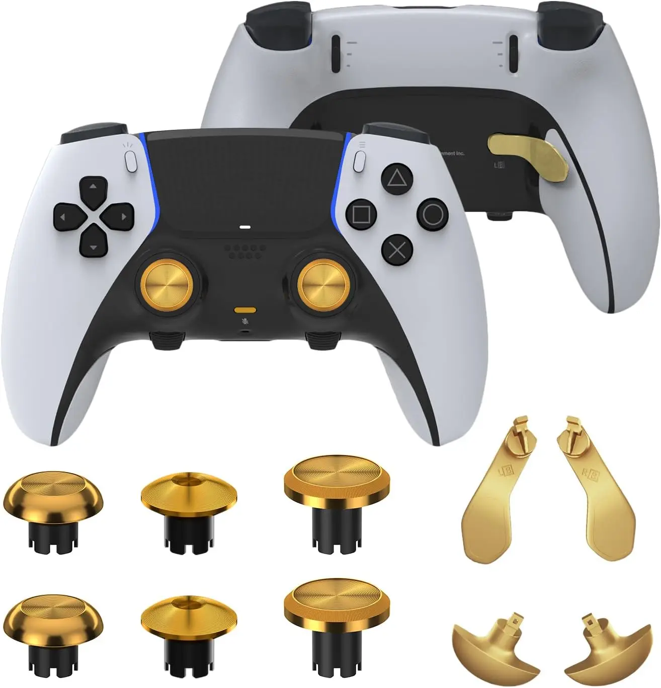 

Metal Thumbsticks for PS5 Edge Controller, 4 Back Paddles Triggers Buttons Replacement 14 in 1 Accessories Parts Analog Joystick