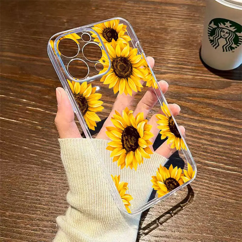 Sunflower Printed Phone Case For iPhone 13 11 16 15 14 12 17 Pro XS Max Air 7 8 6s Plus XR SE 2022 2020 16e 17e TPU Back Cover view 3