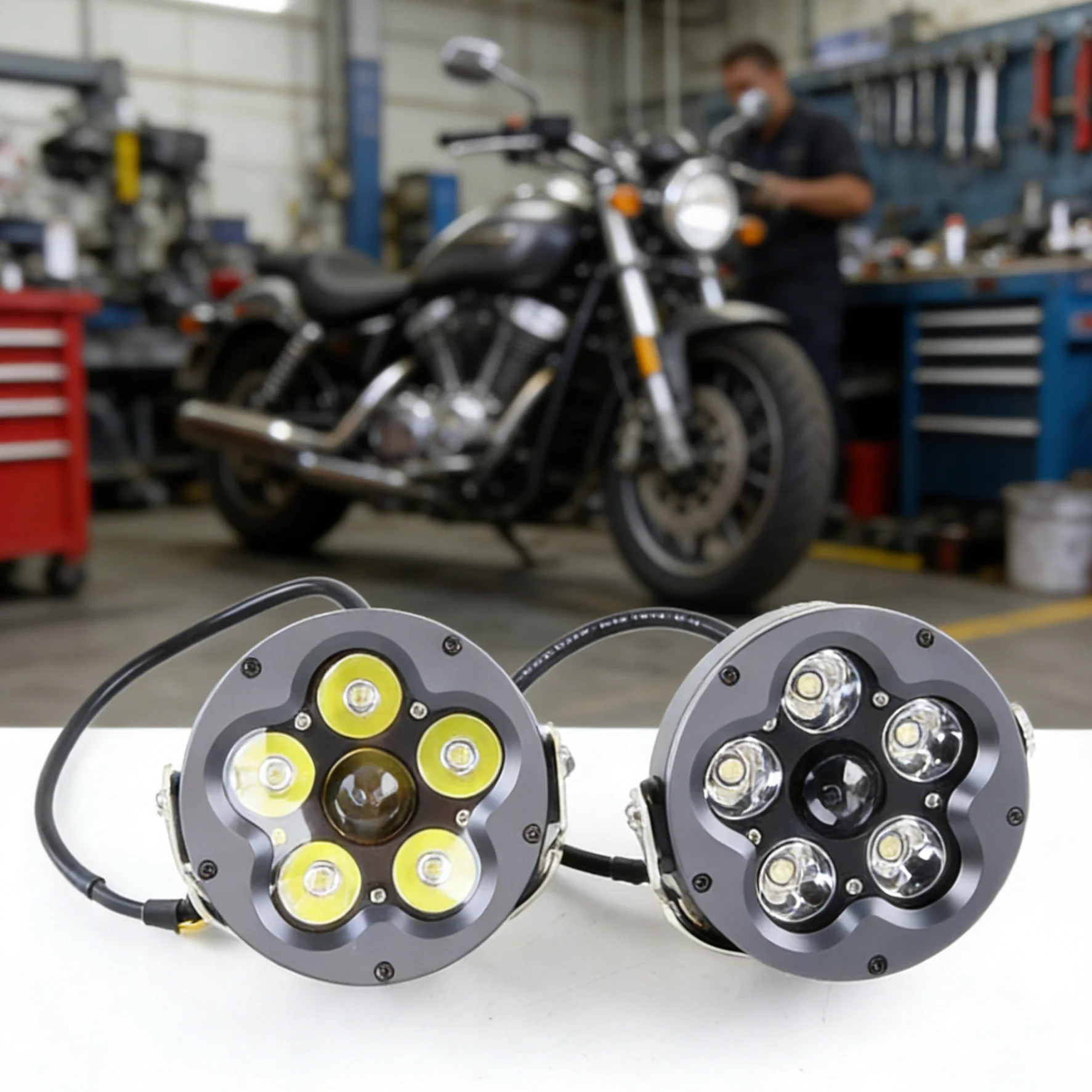 TIYPEOR LED Motorcycle Lights - 120W 10-36V DC IP68 Waterproof Aluminum Alloy Spotlight/Floodlight High Performance