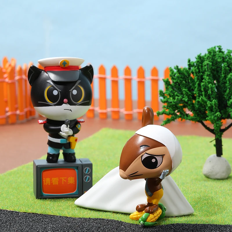 Shangmei animación oficial china Sun Wukong Nezha gato negro policía calabaza hermanos un solo oído abuelo modelo de figura de acción
