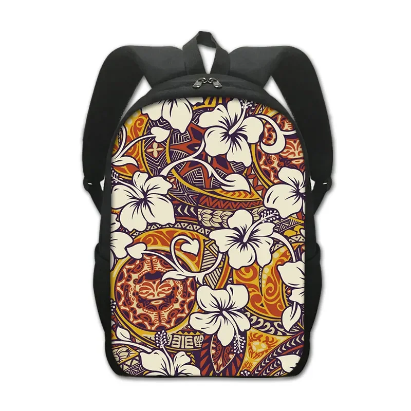 

Polynesian Tribal Hibiscus Flower Backpack Exotic Floral School Bookbags Fashion Daypack for Work Travel Study Sport, 16 Inches