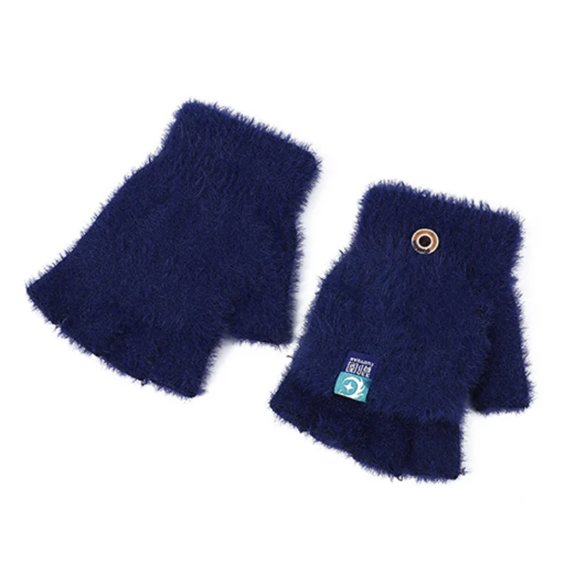 Plush Fingerless Gloves Winter Mitten Flip Gloves Thickened Cold Protection Outdoor Write Gloves Stain-resistant Portable