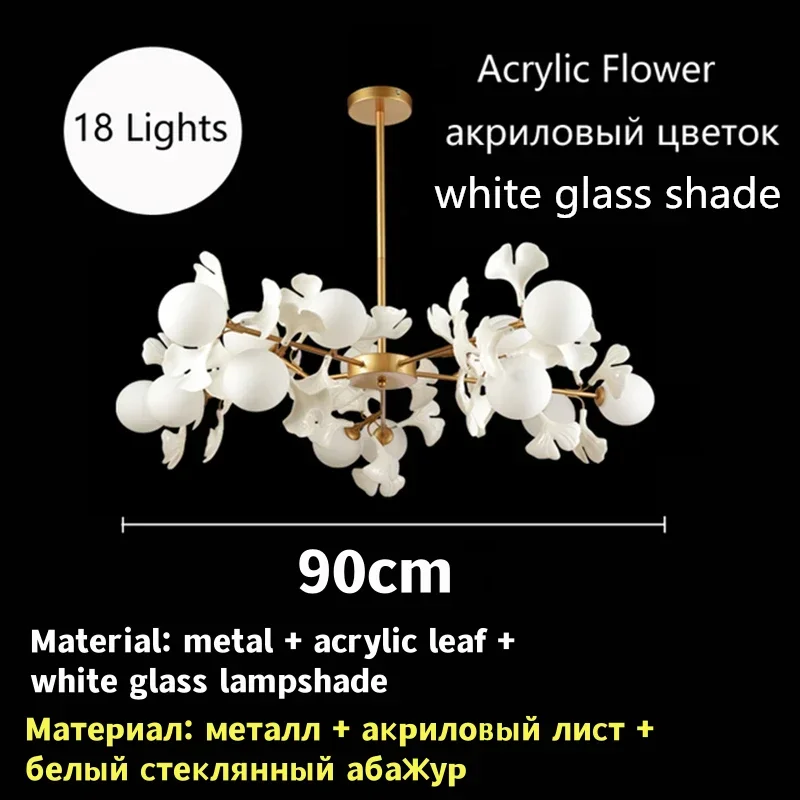 Modern Luxury Cream LED Chandelier Ginkgo Leaf Circle Designer Pendant Lights Home Room Decoration Living Bedroom Lamps Fixtures