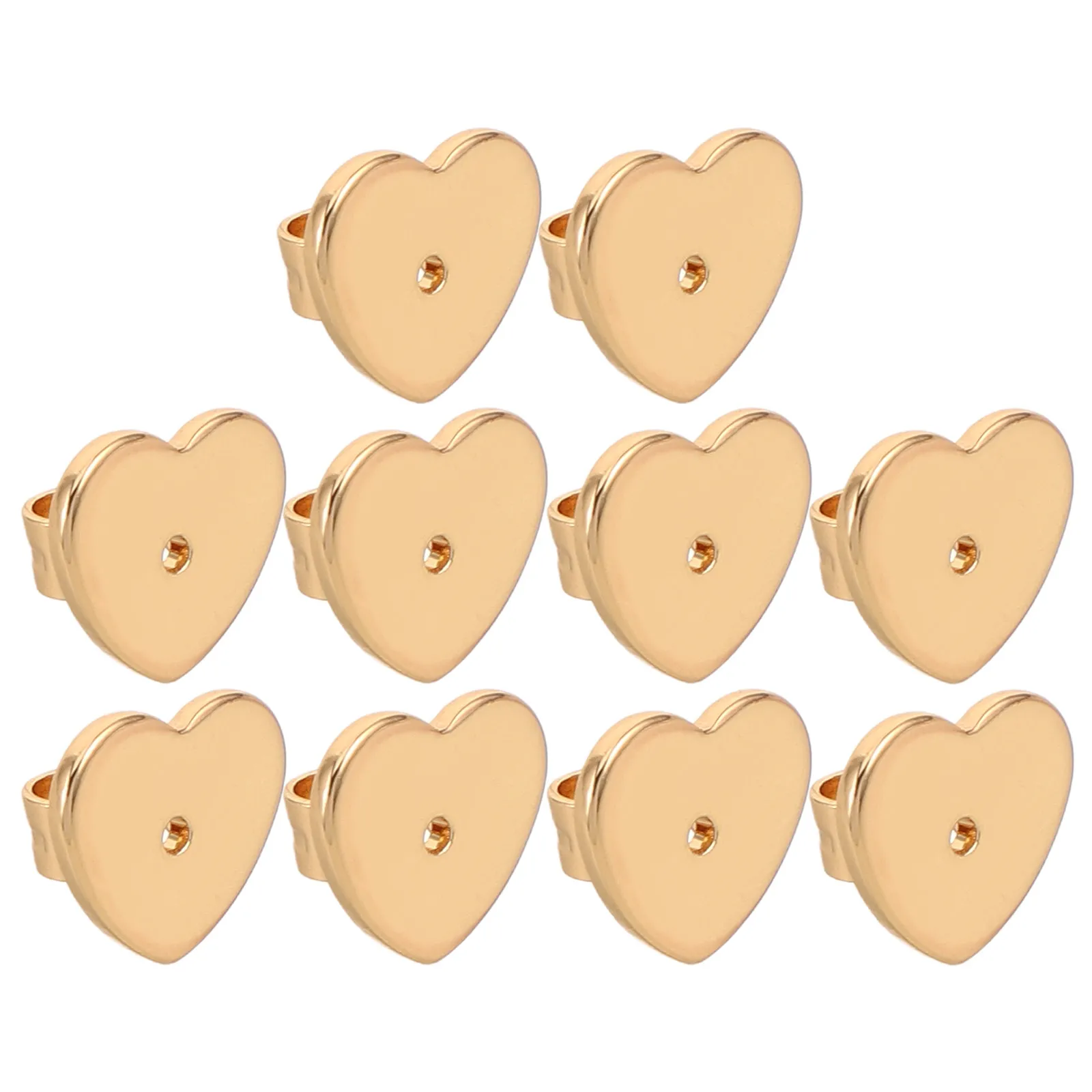 

10Pcs Heart Shaped Alloy Earring Lifters for Droopy Ears Heavy Studs Support Secure Earring Backs Replacement Hypoallergenic