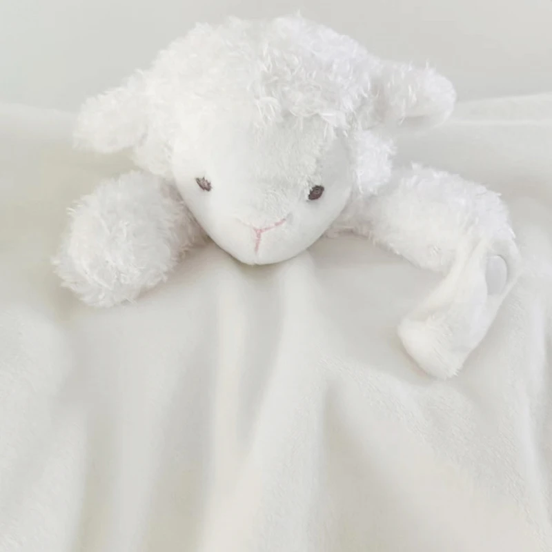 Lamb Security Blanket with Pacifier Clip Baby Comforter Cute White Lamb Sheep Soft Blanket 35CM Unisex Boy Girl Gift