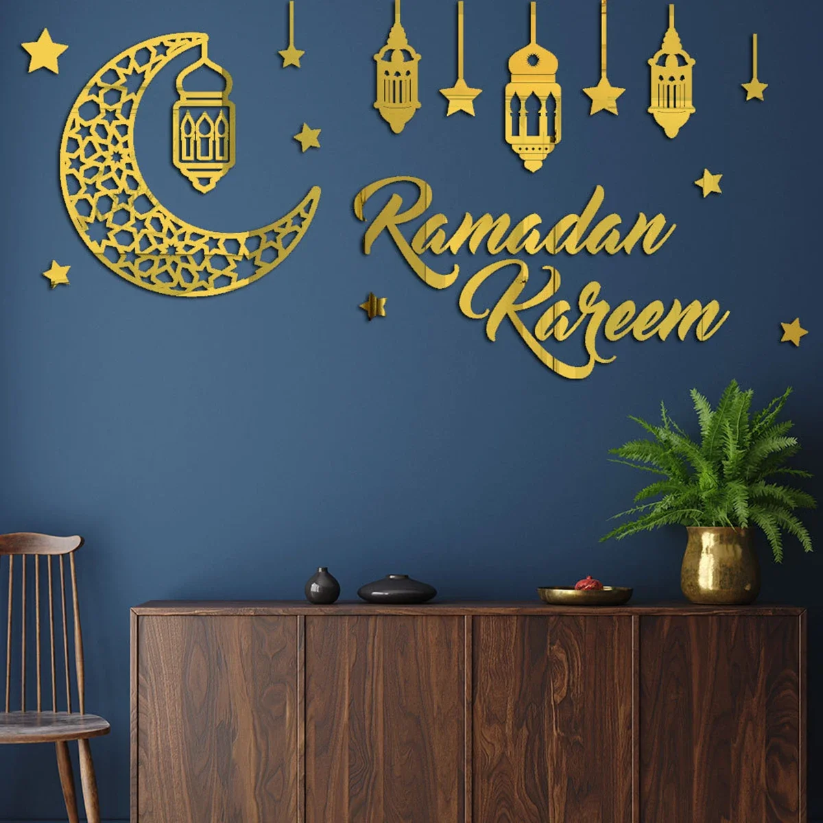 Pegatinas de pared Eid Mubarak para decoración del hogar, Ramadán Kareem, fiesta musulmana islámica, regalos Eid Mubarak Al Adha, 2024