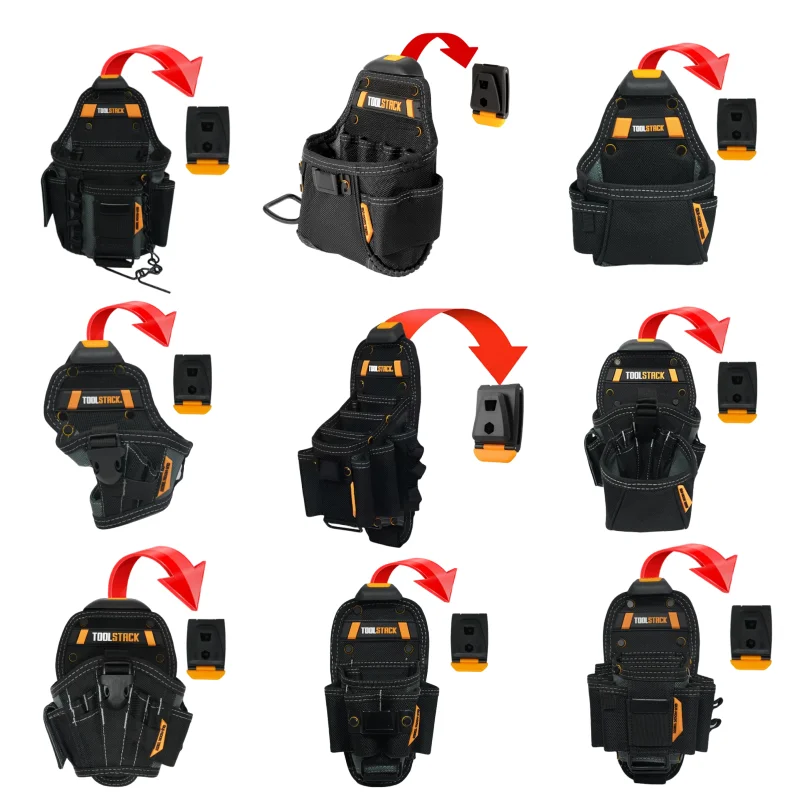TOOLSTACK Sacs à outils multifonctionnels pour électriciens et charpentiers, sac de rangement, pochette à outils portable résistante à l'usure, 1 pièce, trousse à outils