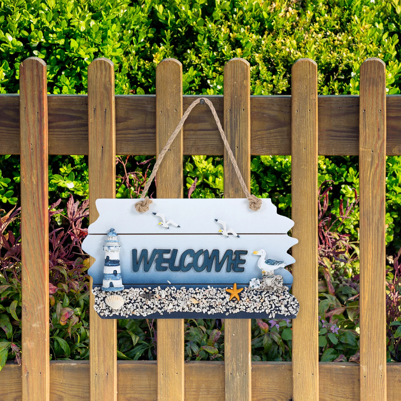 1Pcs Wooden Welcome Sign Handcrafted Hanging Door Pendant for Entryway Mantel Gallery Wall Decor Mediterranean Style Decoration