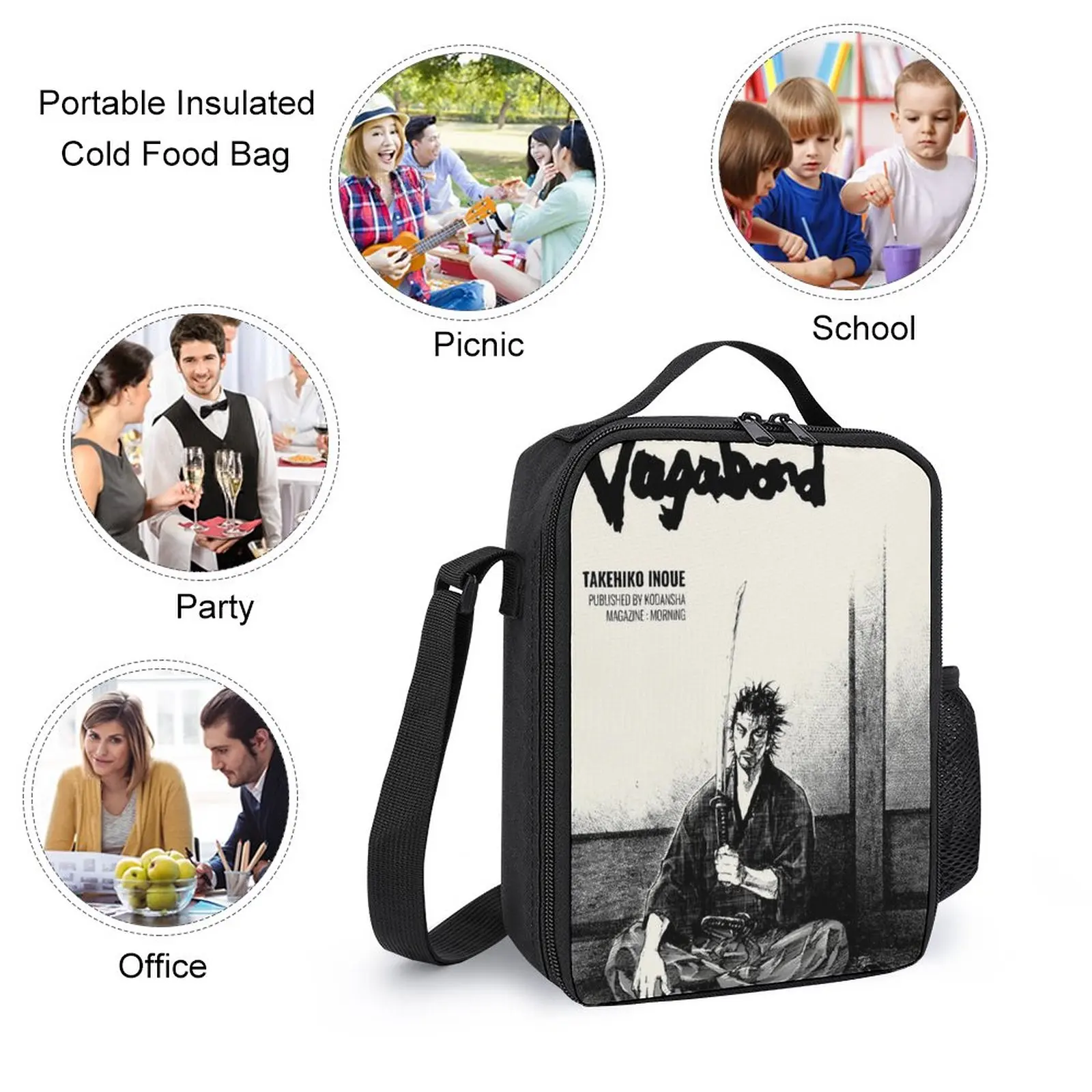 Miyamoto Musashi Vagabond Manga Style Fo 3 in 1 Set 17 pollici zaino pranzo borsa penna borsa durevole Field Pack Snug picnic unico