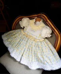 0-12Y Baby Girl Summer Yellow Floral Bow Embroidery Turkish Vintage Lolita Princess Ball Gown Dress for Birthday Eid  B167