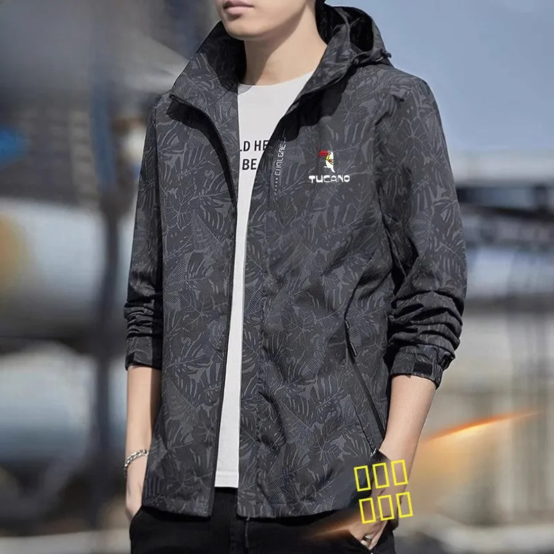 

TUCANO Men's Slim Fit Casual Jaet Spring Autumn Winter New Sle Stand Collar Camouflage Outerwear Youth ular Polyester ...
