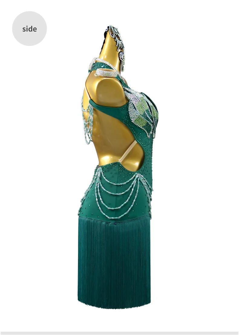 2026 Neues Latein-Tanzkleid Sportanzug Damen Ballsaal-Kleidung Senior Fransenrock Mädchen Wettbewerb Elegantes Auftrittskostüm – Detail 10