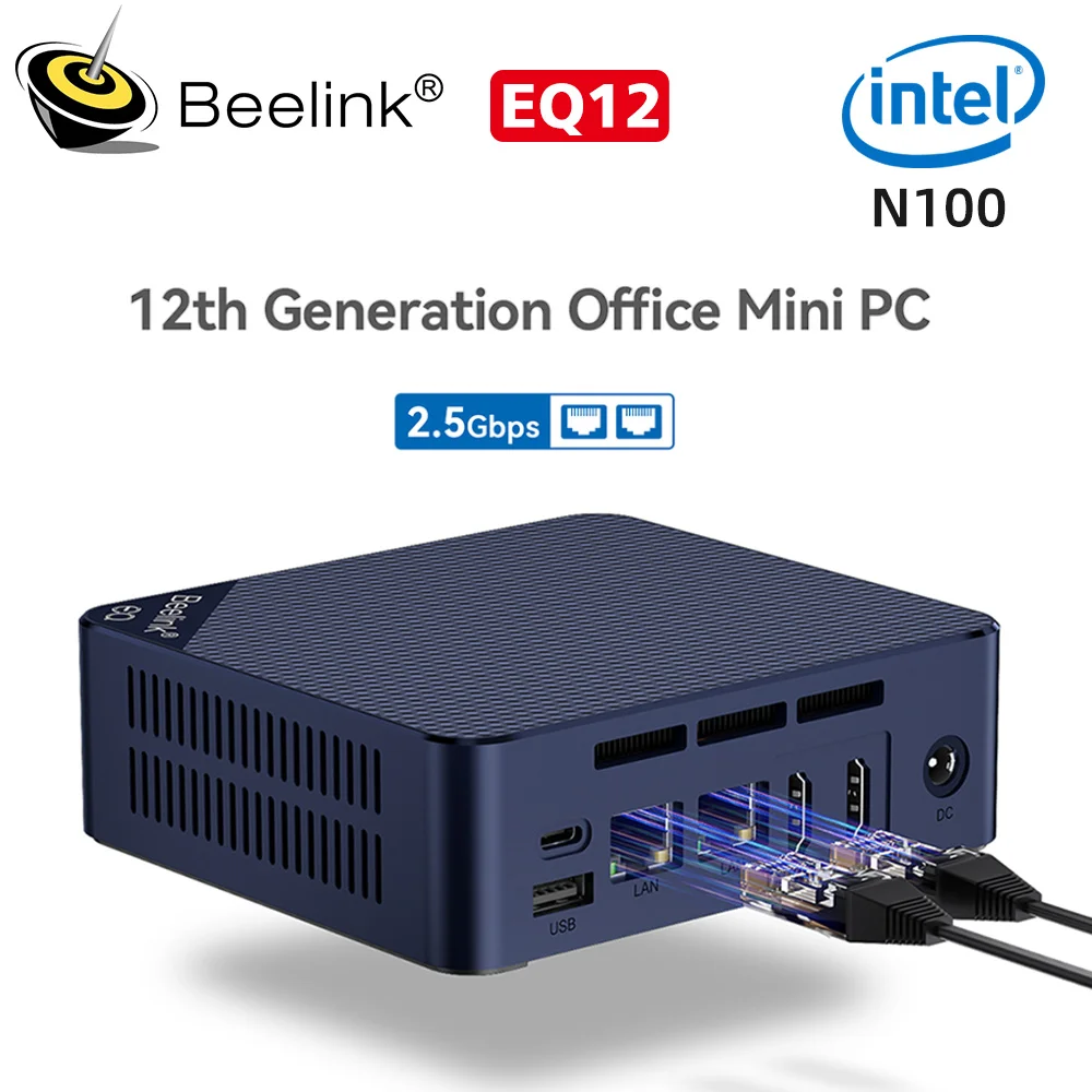 Beelink EQ13 N100 N200 16G 500G DDR4 EQ12 Intel 12th N100 Mini PC 8G 500G Тип C Настольный компьютер VS Mini S12 Pro EQ12 Pro N305