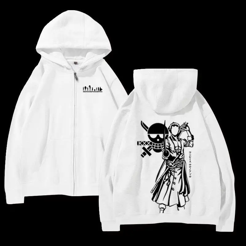 

Bandai Pirate Straw Hat Group New World Luffy, модный принт, осенне-зимняя мужская и женская свободная толстовка на молнии большого размера