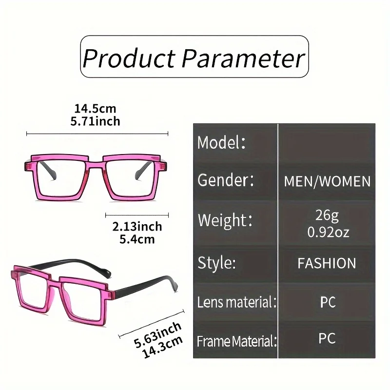 Shining Eye Square Clear Lens Glasses Anime Candy Color Fashion Cosplay Costume Glasses Computer Spectacles For Women Men