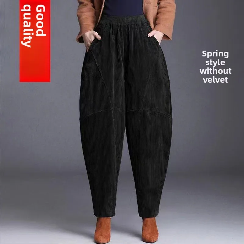 جديد 2025 ربيع المرأة سروال قصير فانوس فضفاض طويل الحريم الجزرة السراويل مريحة عادية عالية الخصر ألياف البوليستر #3