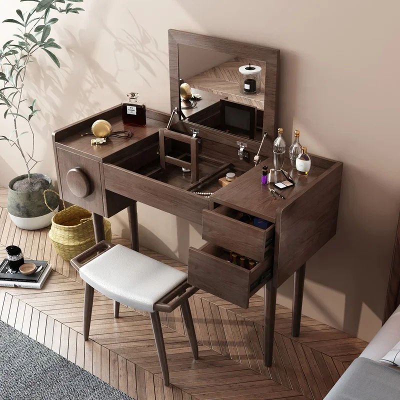 Jieshi Classic Design Coffee Color Rectangle Storage Bedroom Dressing Table Designs Modern