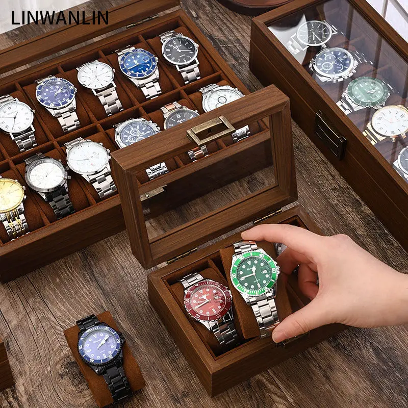 

Black Walnut Wood Grain Watch Storage Box Household Watch Collection Display Box Packaging Gift