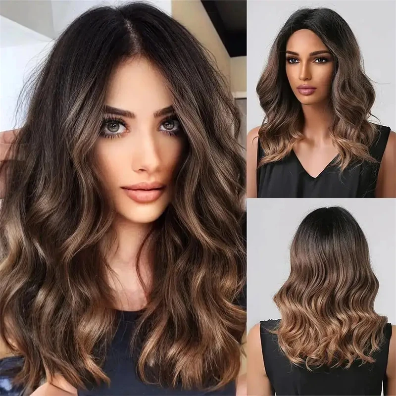 Ombre loira marrom peruca de cabelo perucas dianteiras do laço para as mulheres perucas dianteiras do laço sintético peruca de renda sem cola para mulher tamanho pequeno/grande