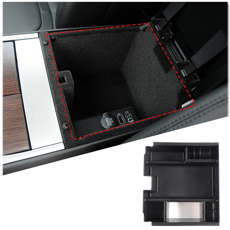 

ABS Black Car Central Control Armrest Storage Box Holder Organizer Tray For Jaguar XF 2008-2015 Auto Interior Accessories