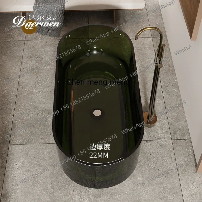 A17 Transparent resin color crystal bathtub oval freestanding one-piece double bathtub bubble pool