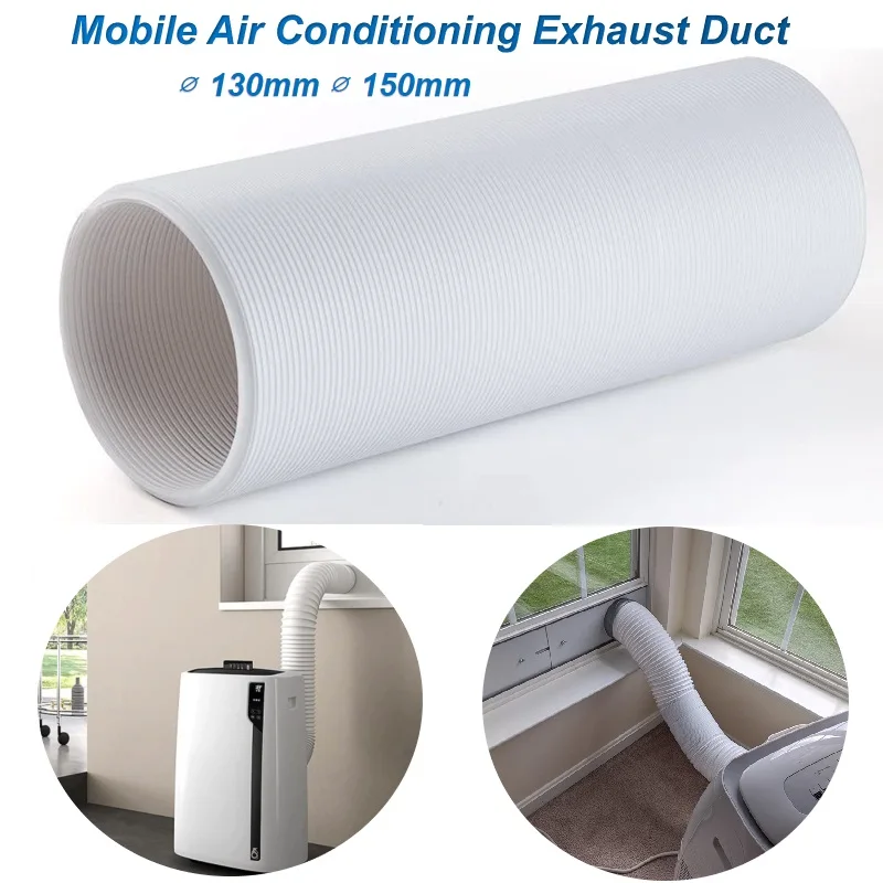 ∅130mm/150mm/180mm Mobile Air Conditioning Exhaust Duct PP Flexible Vent Pipe Turning To Left Extend Connect Tube,0.5m-5m