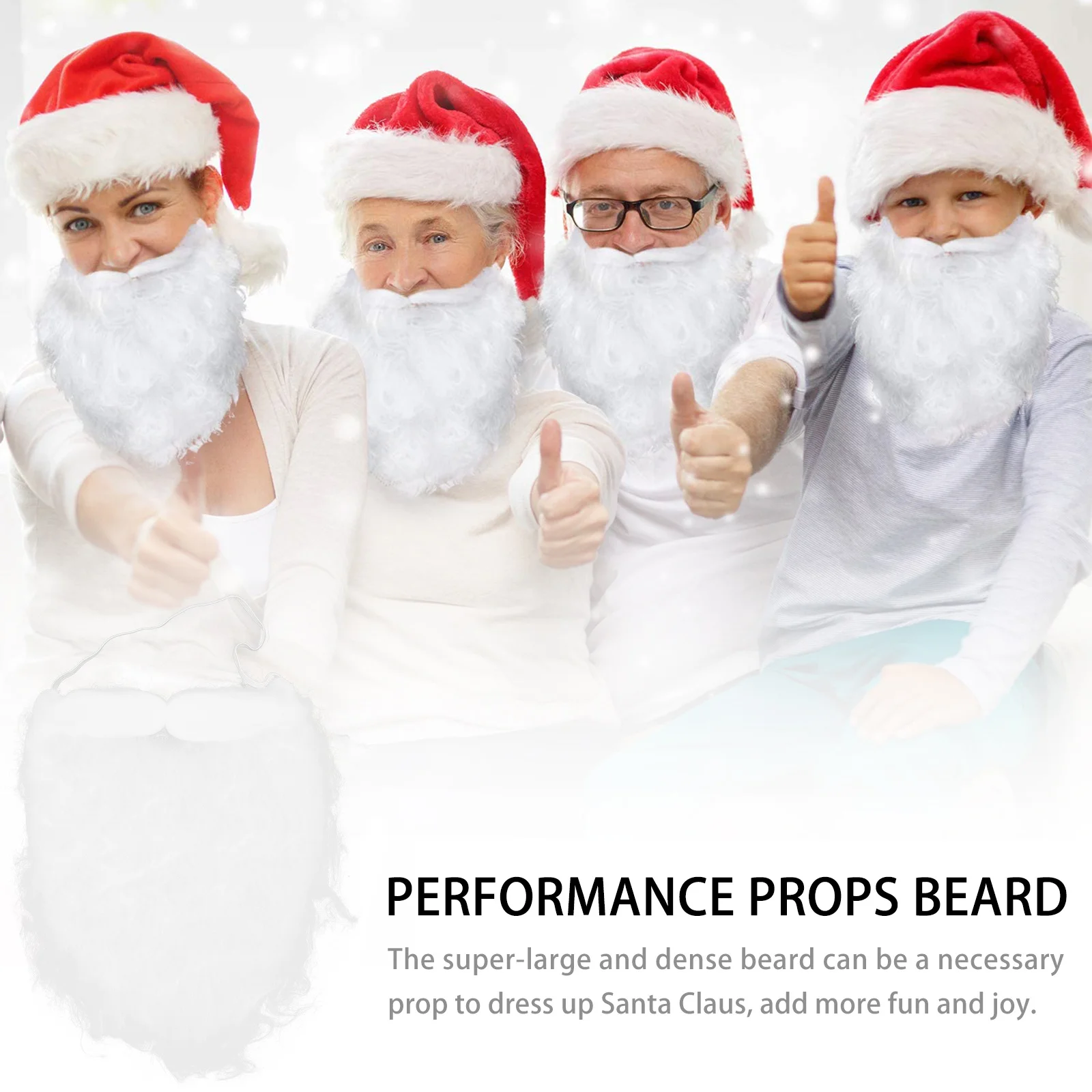 10pcs Performance Props Beards Super Large Dense Santa Faux Beard For Christmas Party Cosplay Carnival Reusable Fake Beard