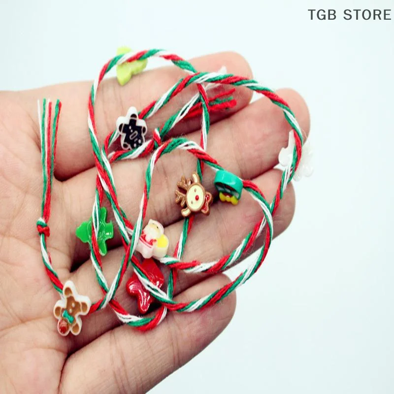 Mini cuerda colorida para decoración navideña, regalo colgante para árbol de Navidad, accesorios para casa de muñecas, colgante, 2 uds.