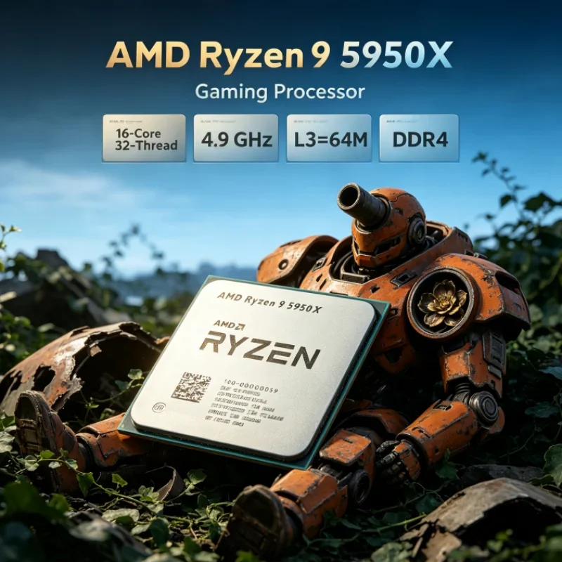 AMD Ryzen 9 5950X DDR4 UP to 4.9GHz L3=64M 3.4 GHz 16-Core 32-Thread but without cooler Gaming CPU Socket AM4 105W