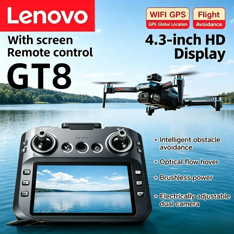 

Lenovo GT8 8K Drone Professional Dual Camera GPS FPV Brushless Motor Optical Flow Hovering 4K RC Dron Toy Folding Quadcopter