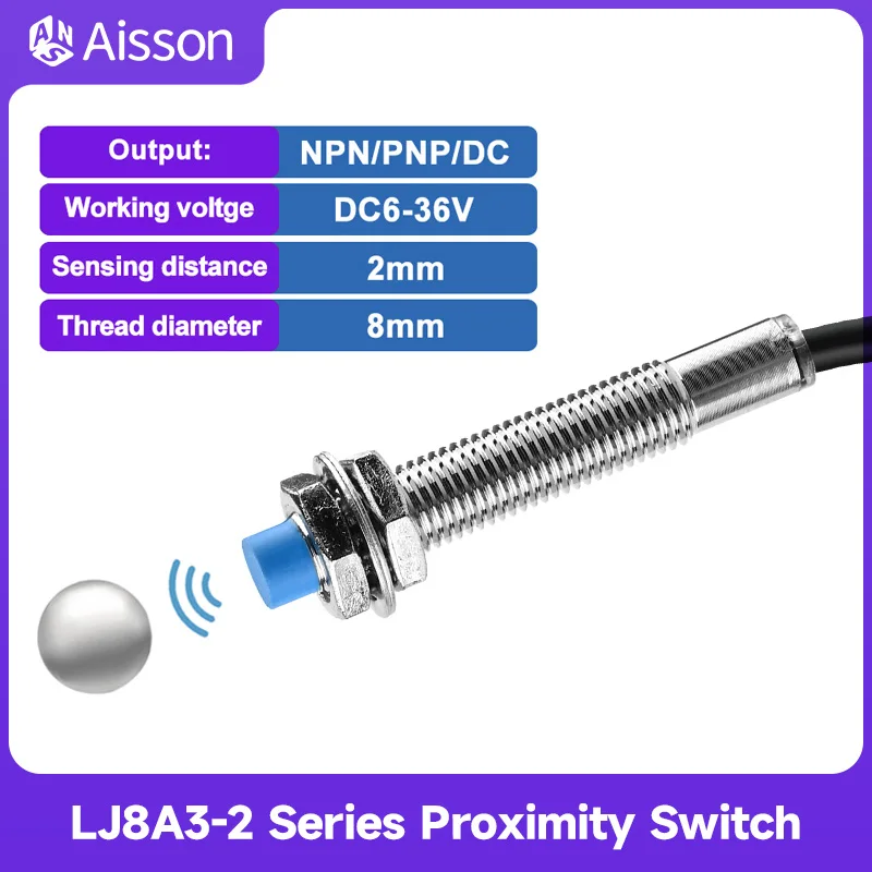 Proximity Switch Sensor   LJ8A3-2-Z/BX BY/AX/AY/EX/DX M8 2m Inductive Detection NPN/PNP NO NC AC220V DC 6-36V Approach Sensor