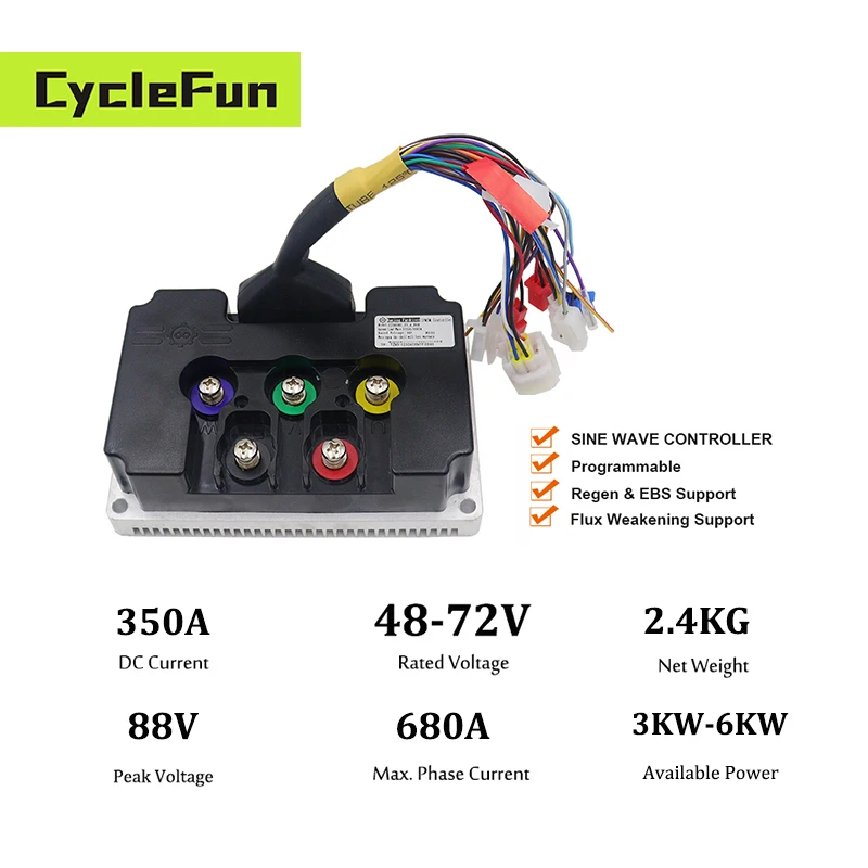 Programmable 3KW-6KW FarDriver ND72680 V2 DC 350A 48V-72V Sine Wave Controller With Bluetooth For Electric Scooter Accessories