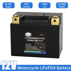 4L-BS 12V LiFePO4 Motorcycle Starter Battery 2Ah CCA 160A Built-in BMS Lithium Motorbike Battery Replacement YTZ4L-BS YTX4L-BS