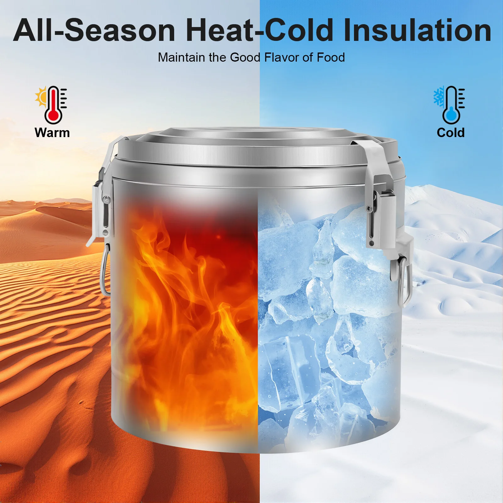 Conteneur alimentaire isotherme 10L, thermos à soupe en acier inoxydable avec maintien de la chaleur pendant 12h, pot de stockage pour cuisine commerciale et restaurant