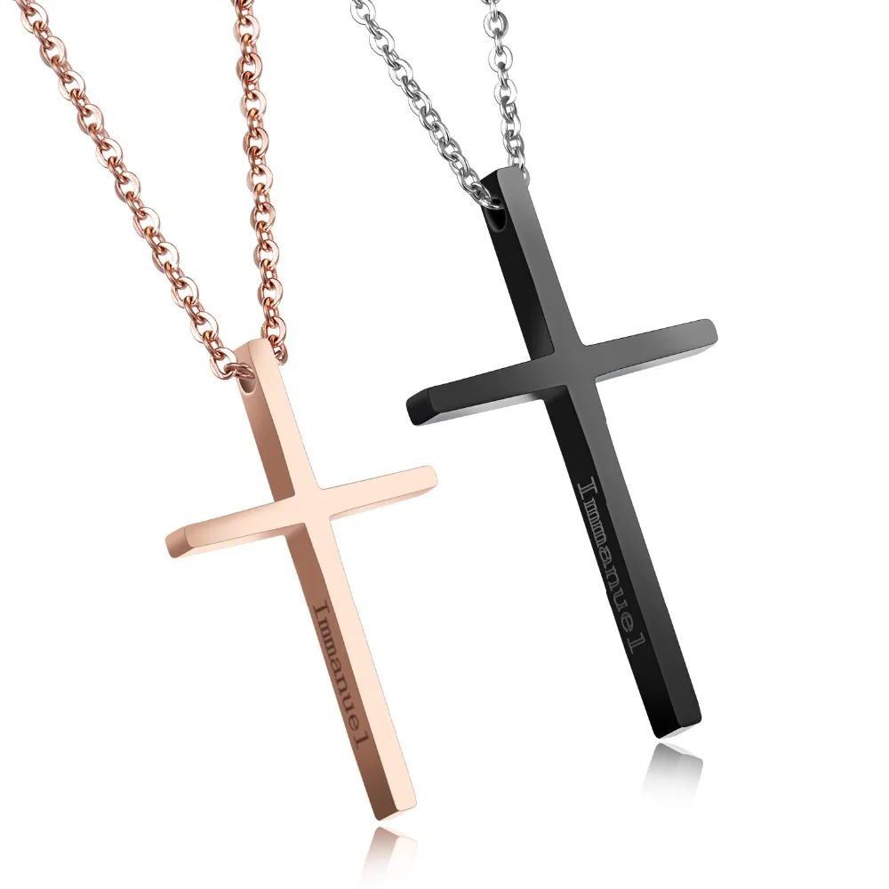 DARHSEN Brand Fashion Lover Couple Necklace for Women/men Cross Pendant Jewelry Black Rose Gold Color Stainless Steel Chain