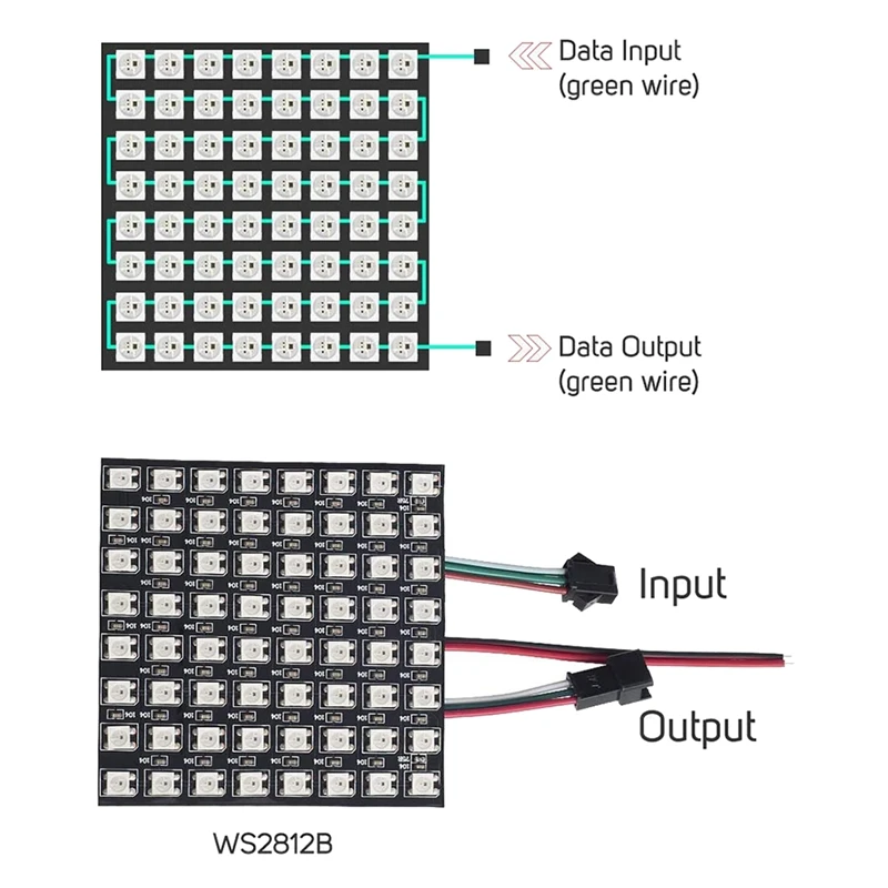 WS2812B RGB LED Digital Flexible Individually Addressable Panel Light WS2812 8X8 Module Matrix Screen DC5V