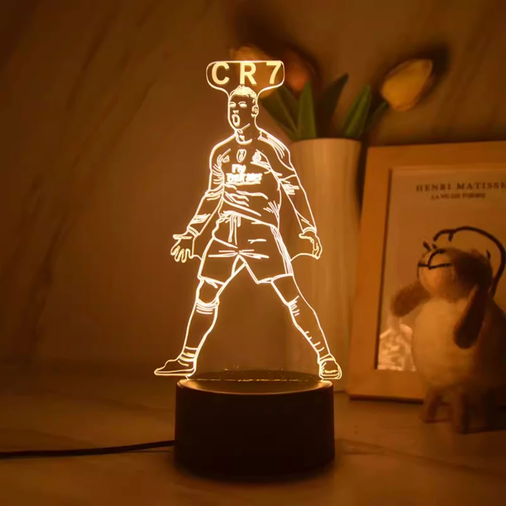 Football Star 3D Night Light Illusion Nightlight for Children Gifts Bedroom Atmosphere Decor Room Desk Lamp 7/16 Colors Change