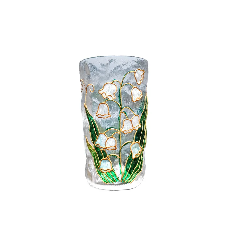 

Hand-painted flower glass Japanese crystal water glass family girl heart ice beer glass ins wind cup
