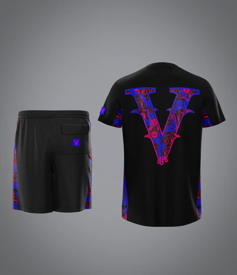 VRK3D Lollipop Print Set Soft, Comfortable T-Shirt Men's Sports Cotton-Like Short Sleeve and Shorts Casual Summer Set view 3