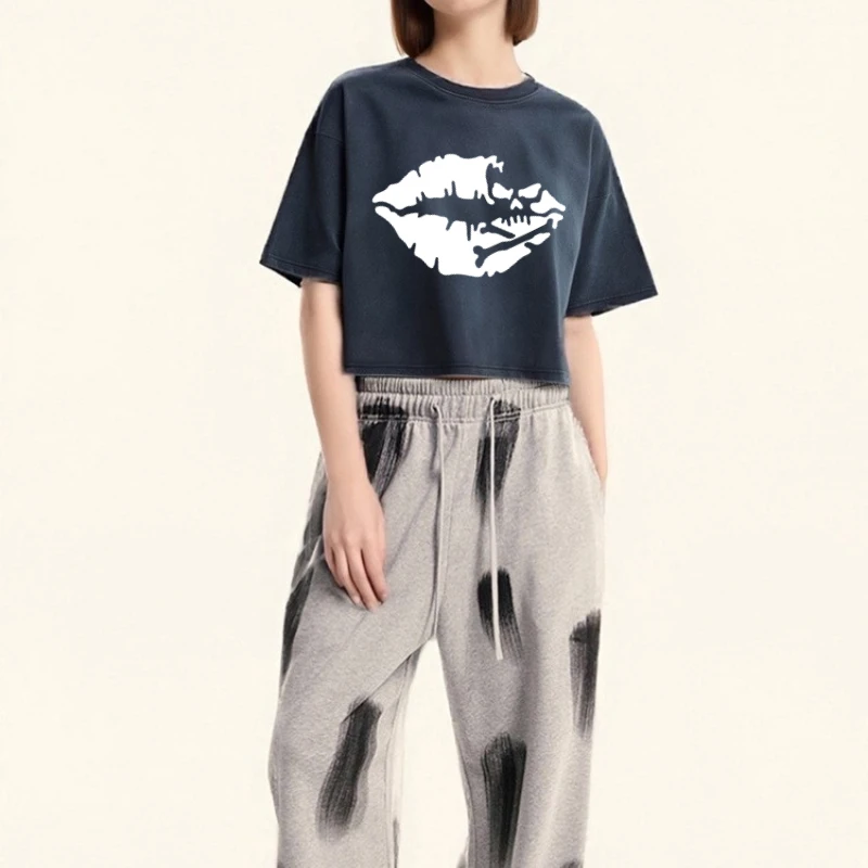 Amalfi Coast Italia Lemon Fruit Design Print Summer Cotton Round Neck T-shirt Washed Loose O Neck Short Sleeved Women Top