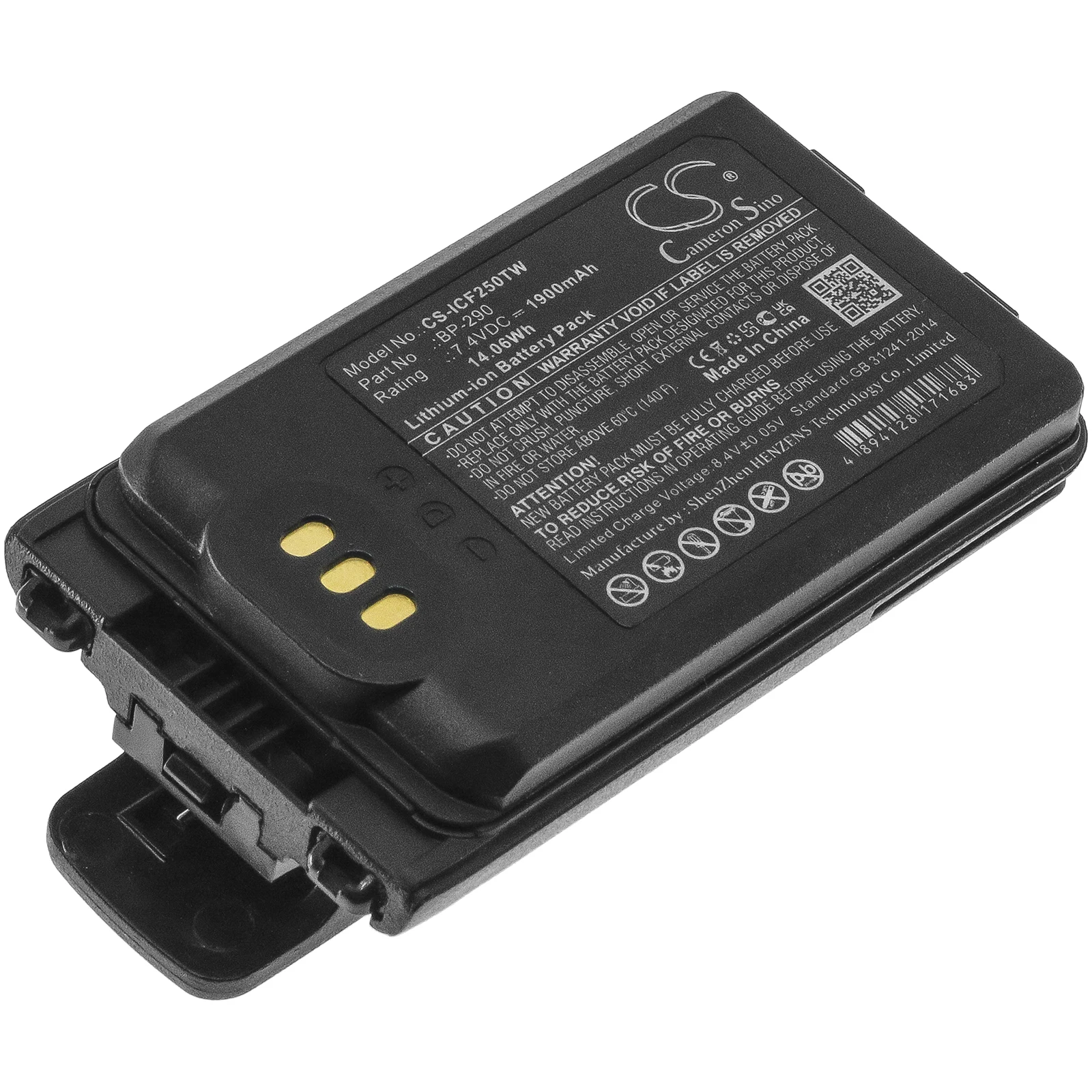 Li-ion Two-Way Radio Battery for Icom,7.4v,1900mAh,IC-F52D,IC-F62D,BP-290