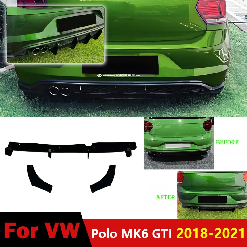

For Volkswagen Polo MK6 GTI 2018 2019 2020 2021 Rear Bumper Lip Spoiler Modified Rear Lower Lip Blade Splitter Diffuser Body Kit