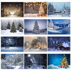 5x3ft/7x5ft Christmas Snow Scene Theme Vinyl Photography Background Cloth Photo Poster Print Studio Props Home Party Wall Decor