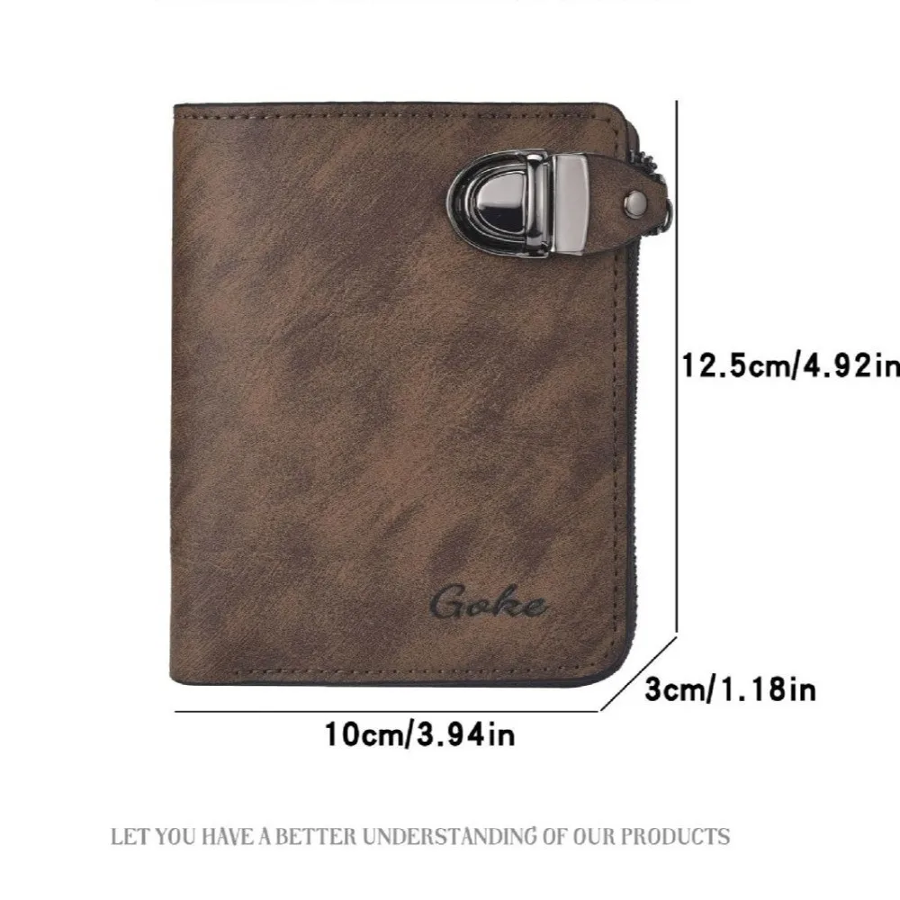 ポータブルジッパーメンズ財布バックルソリッドカラービジネスカードホルダー複数のカードスロットショートレザーコイン財布ギフト