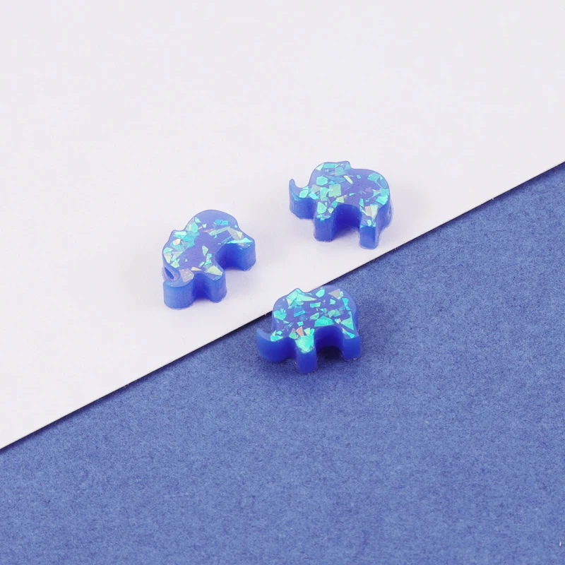 Fnixtar  Synthetic Opal Small Elephant Loose Beads Hole Size 1.5mm Beads for Necklace Bracelet  DIY 10.5*7.8mm 20Piece/lot