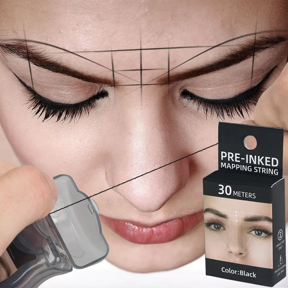 

30m Microblading Mapping String Dyeing Linen Thread Semi Permanent Eyebrow Positioning Line Black White Pigment String