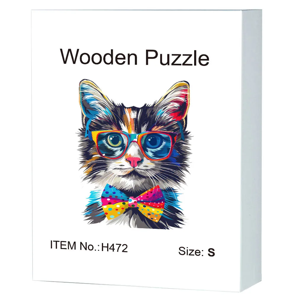 صندوق هدايا خشبي على شكل قطة هدية رائعة غير منتظمة على شكل حيوان بازل قطع شخصية للكبار هدية فريدة من نوعها للعائلة inte