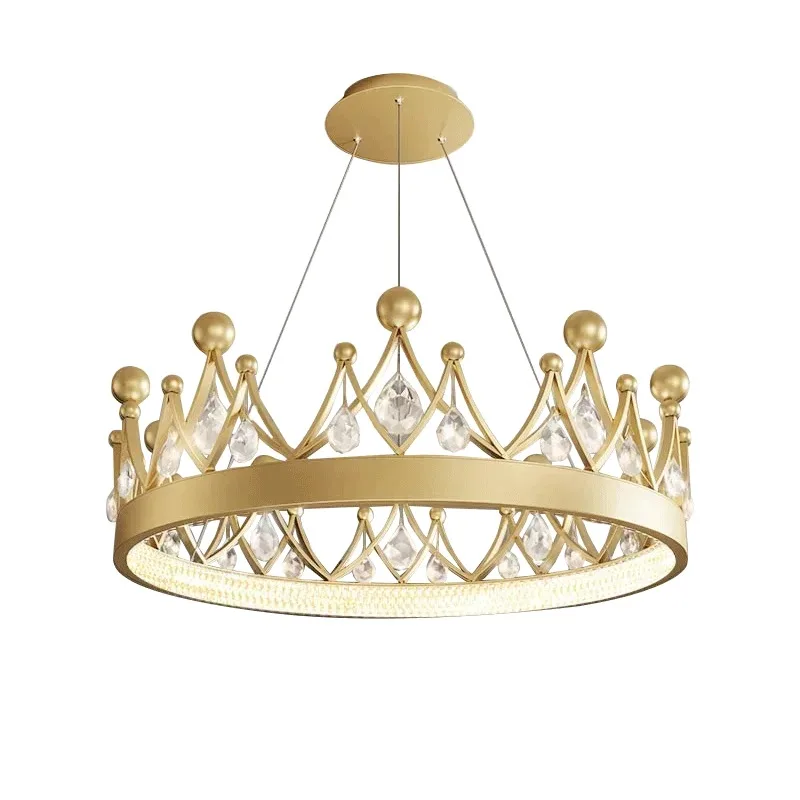 Creative Designer Crystal Crown Pendant Lights Luxury Princess Lamp Children's Room Bedroom Foyer LED Ceiling Chandelier Fixture
