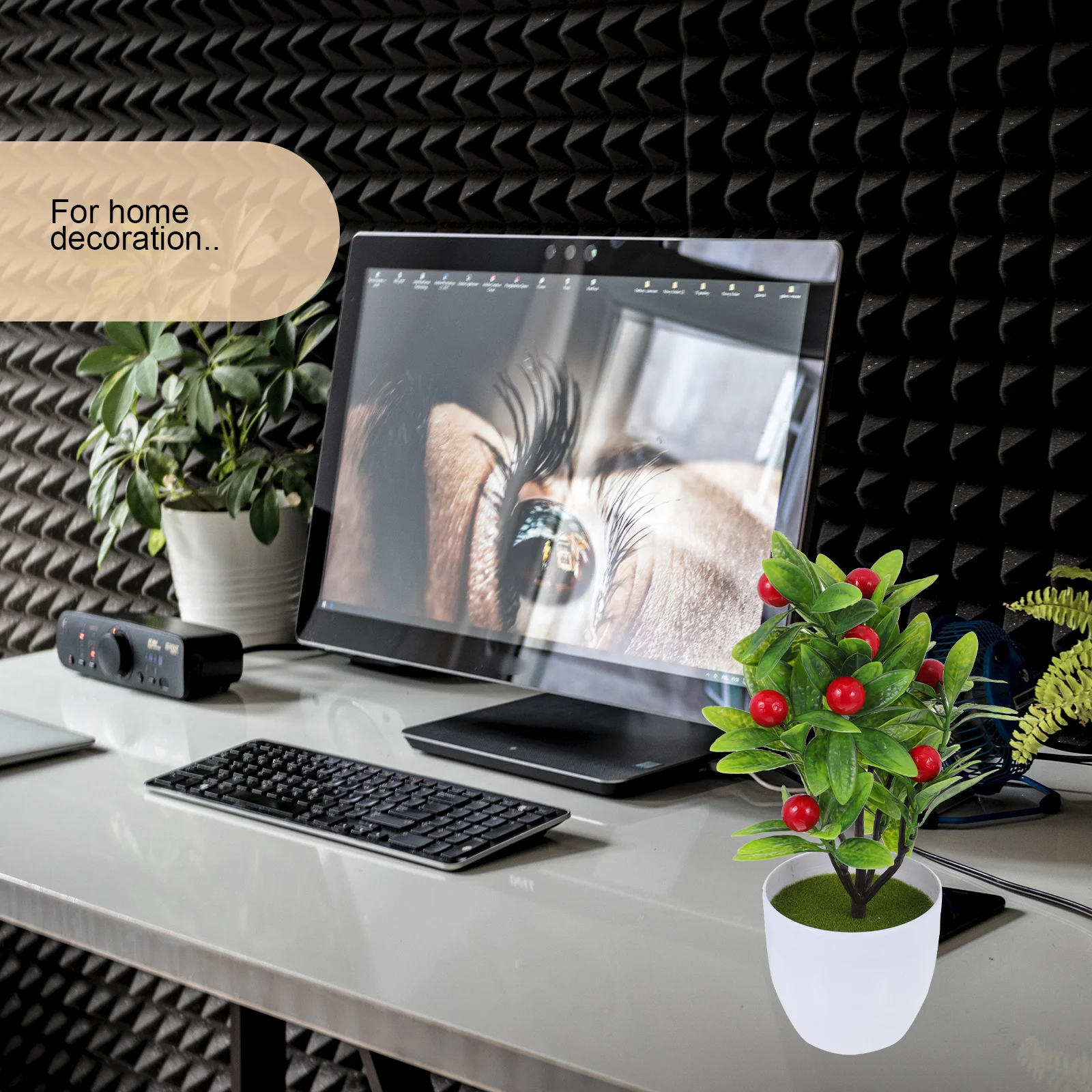 

2pcs Artificial Potted Plant Decor Fake Bonsai Ornament For Home Office Desktop Realistic Lifelike Green Plants