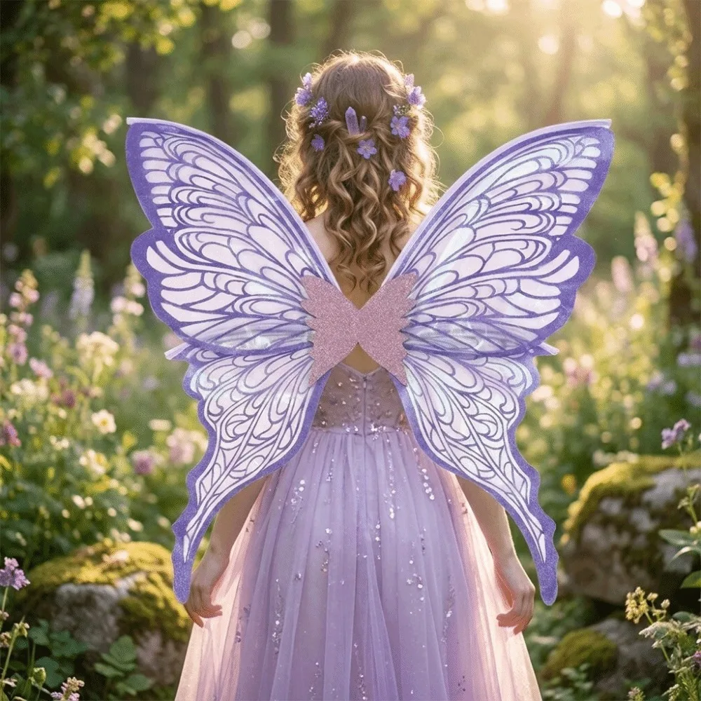 Chic Plastic Material Fairy Wings Sparkling Realistic Butterfly Wings Multicolor Glitter Elf Wings Photo Prop